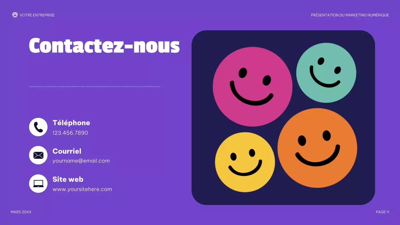 présentation de marketing numérique moderne violette