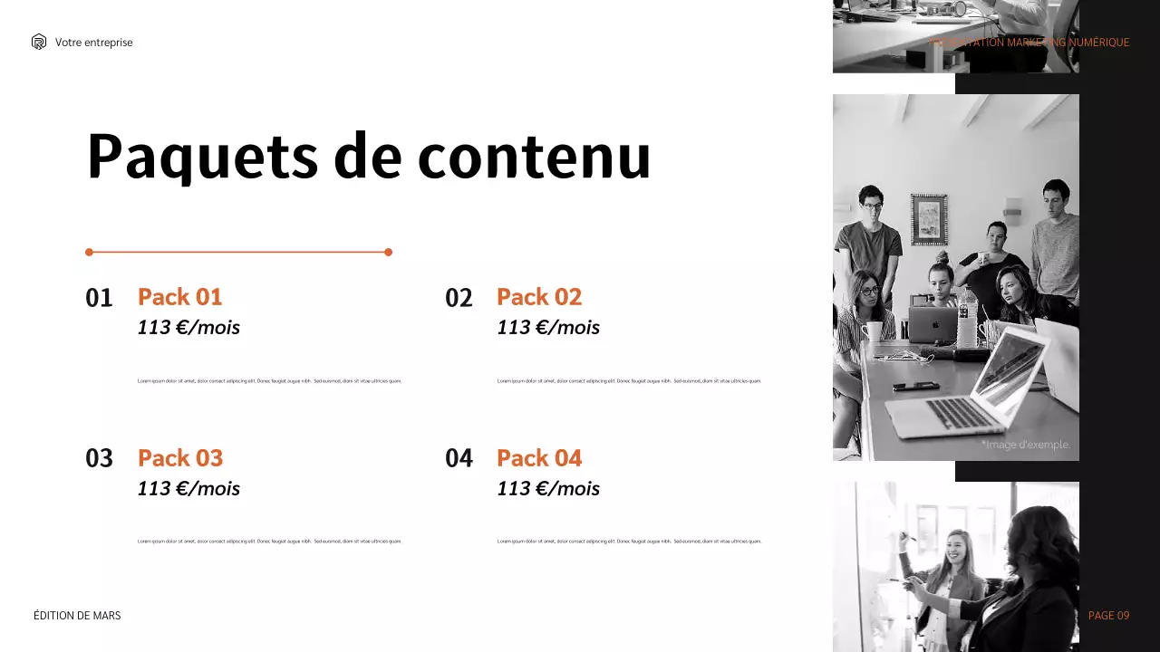 présentation marketing moderne orange