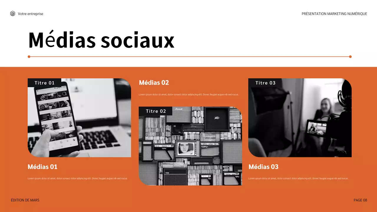 présentation marketing moderne orange