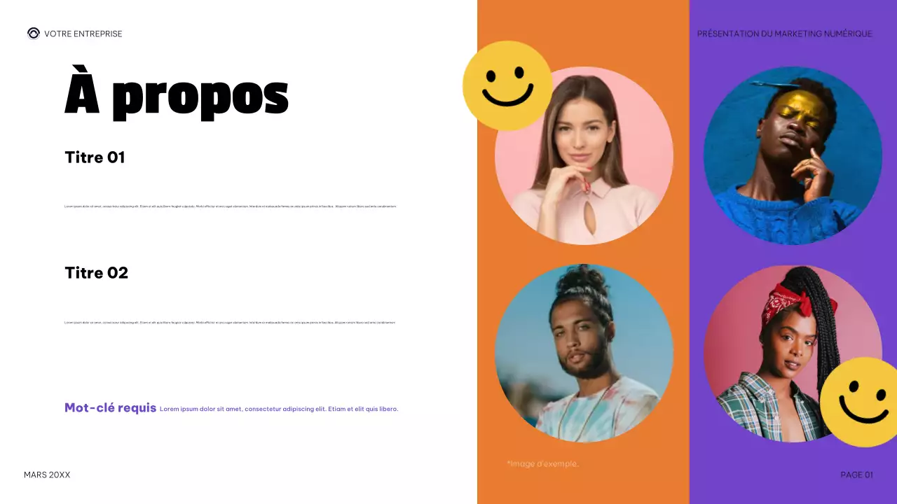 présentation de marketing numérique moderne violette