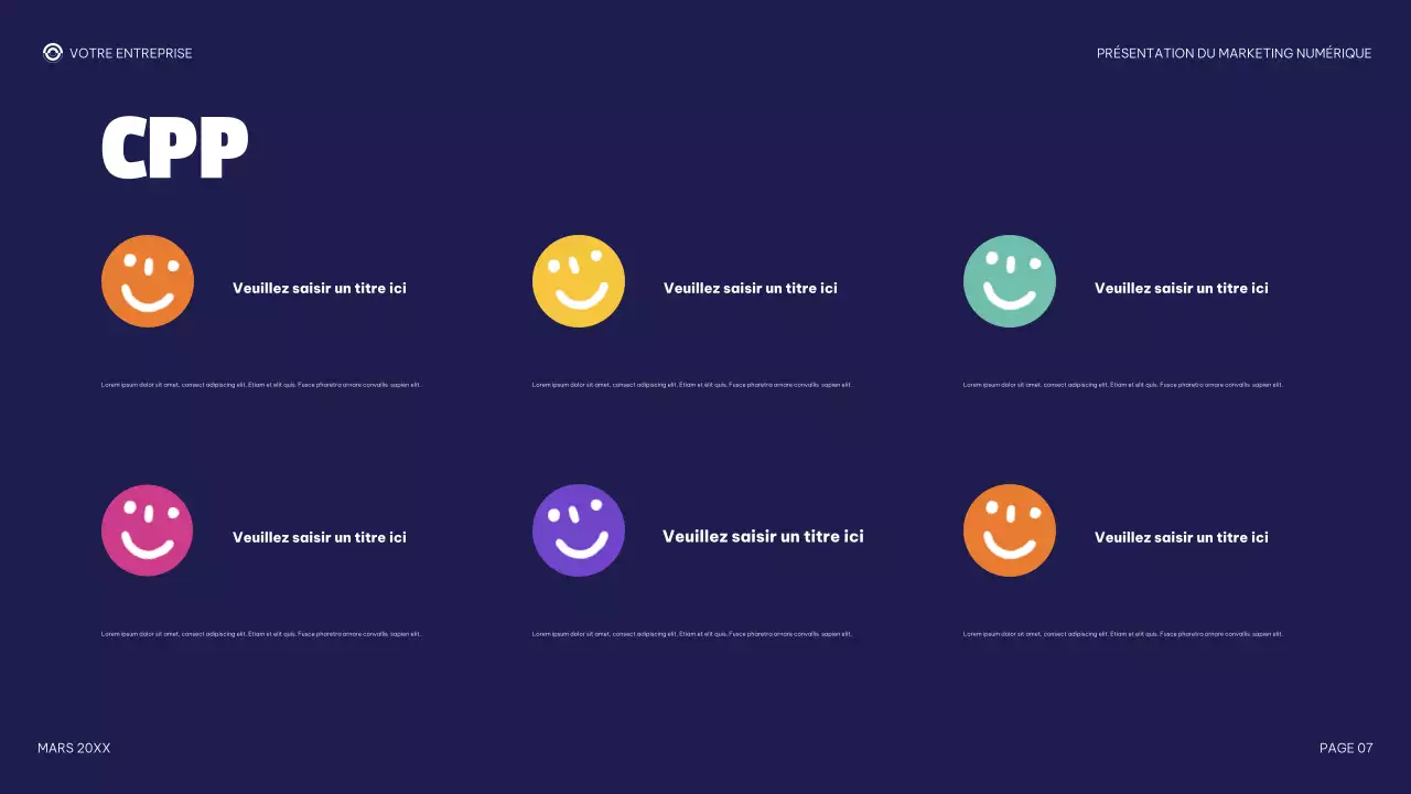 présentation de marketing numérique moderne violette