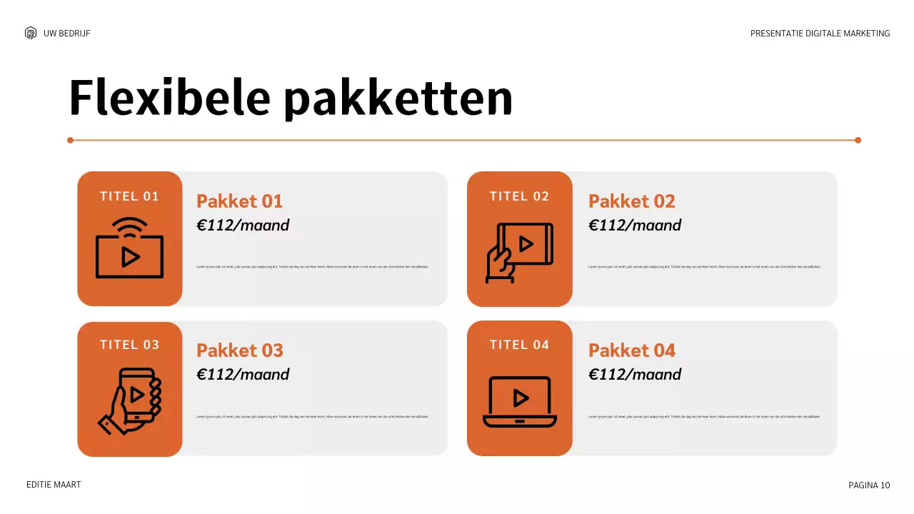 oranje moderne marketingpresentatie