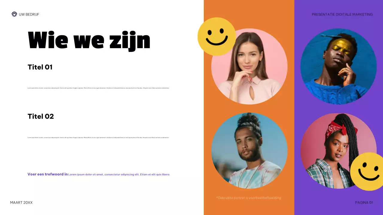 paarse moderne digitale marketingpresentatie