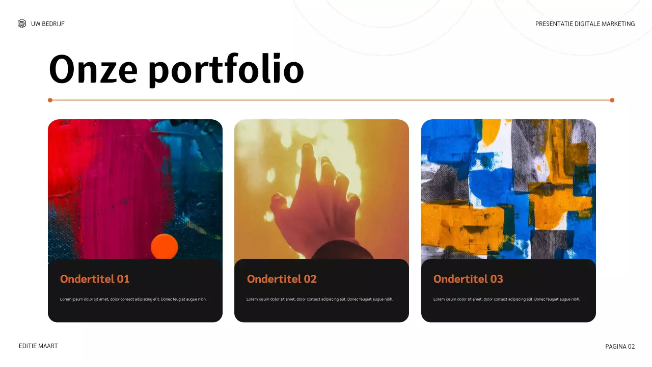 oranje moderne marketingpresentatie