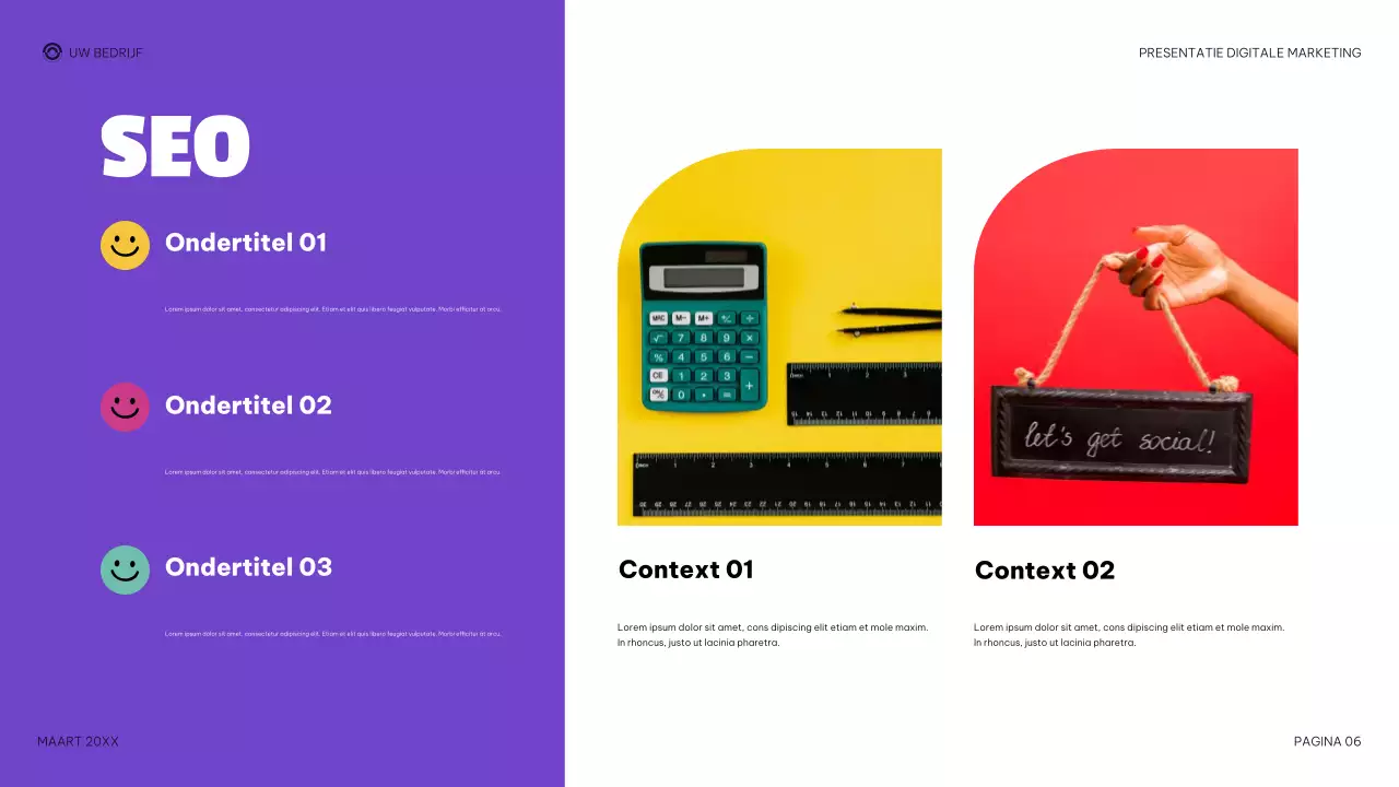 paarse moderne digitale marketingpresentatie