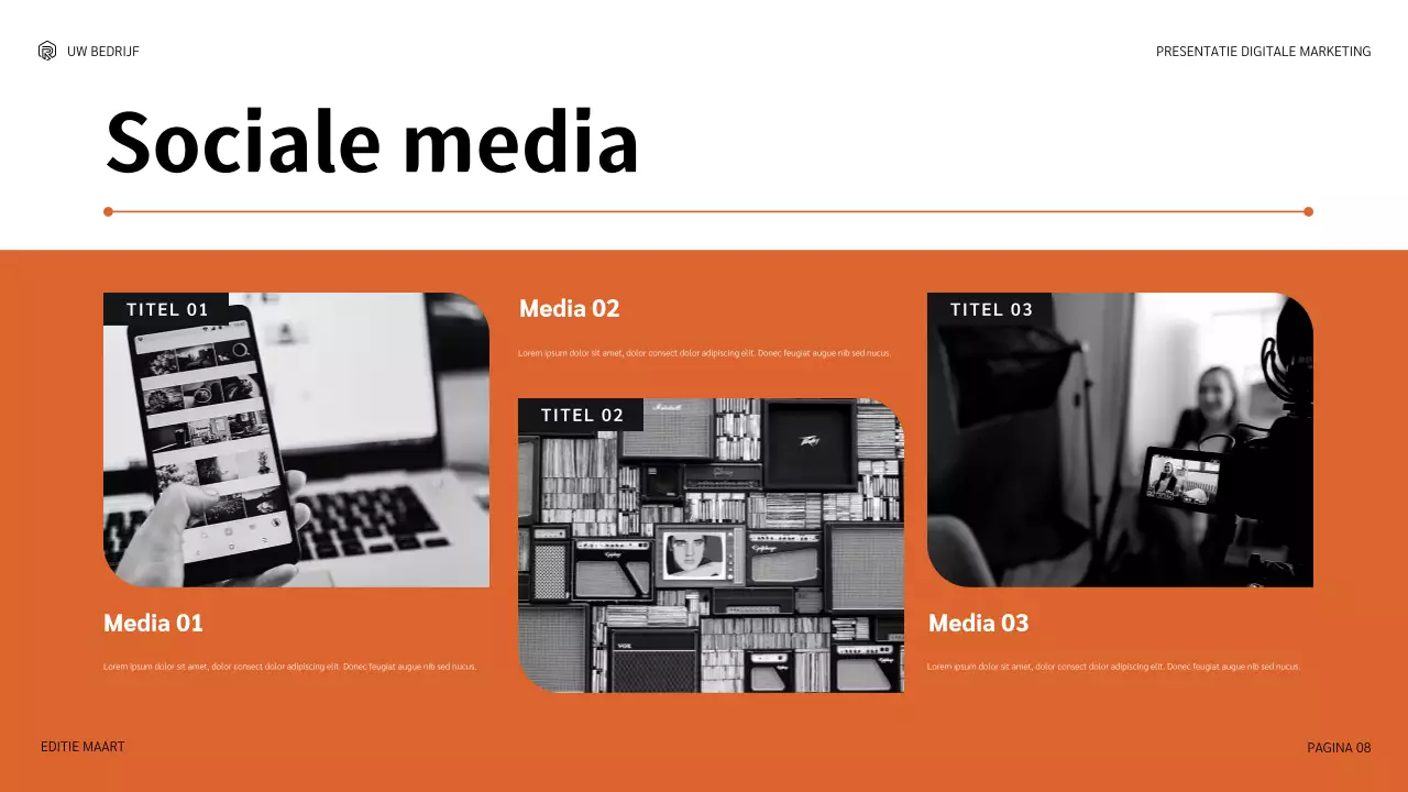 oranje moderne marketingpresentatie