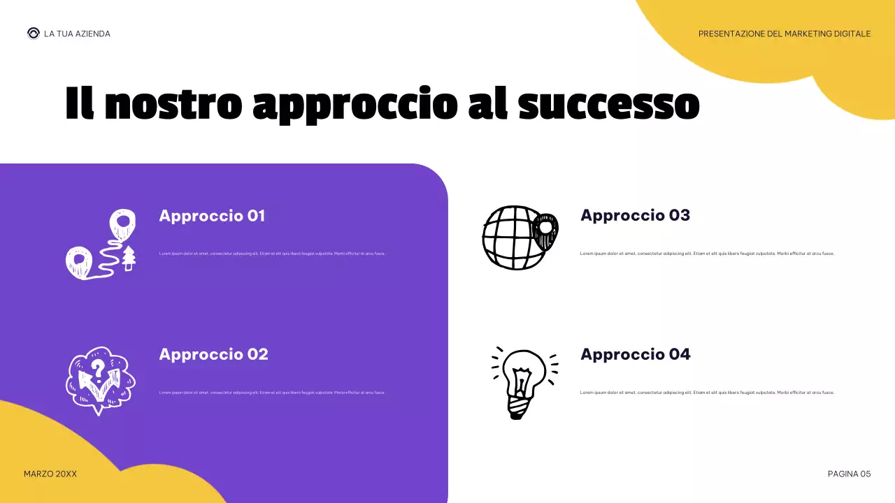 presentazione di marketing digitale moderno viola