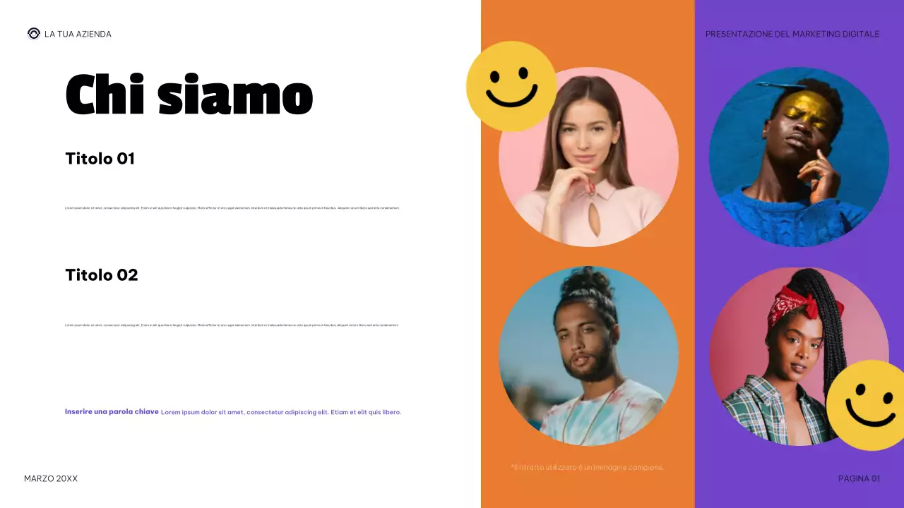 presentazione di marketing digitale moderno viola