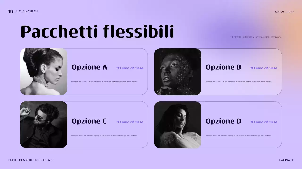 presentazione di marketing moderno viola