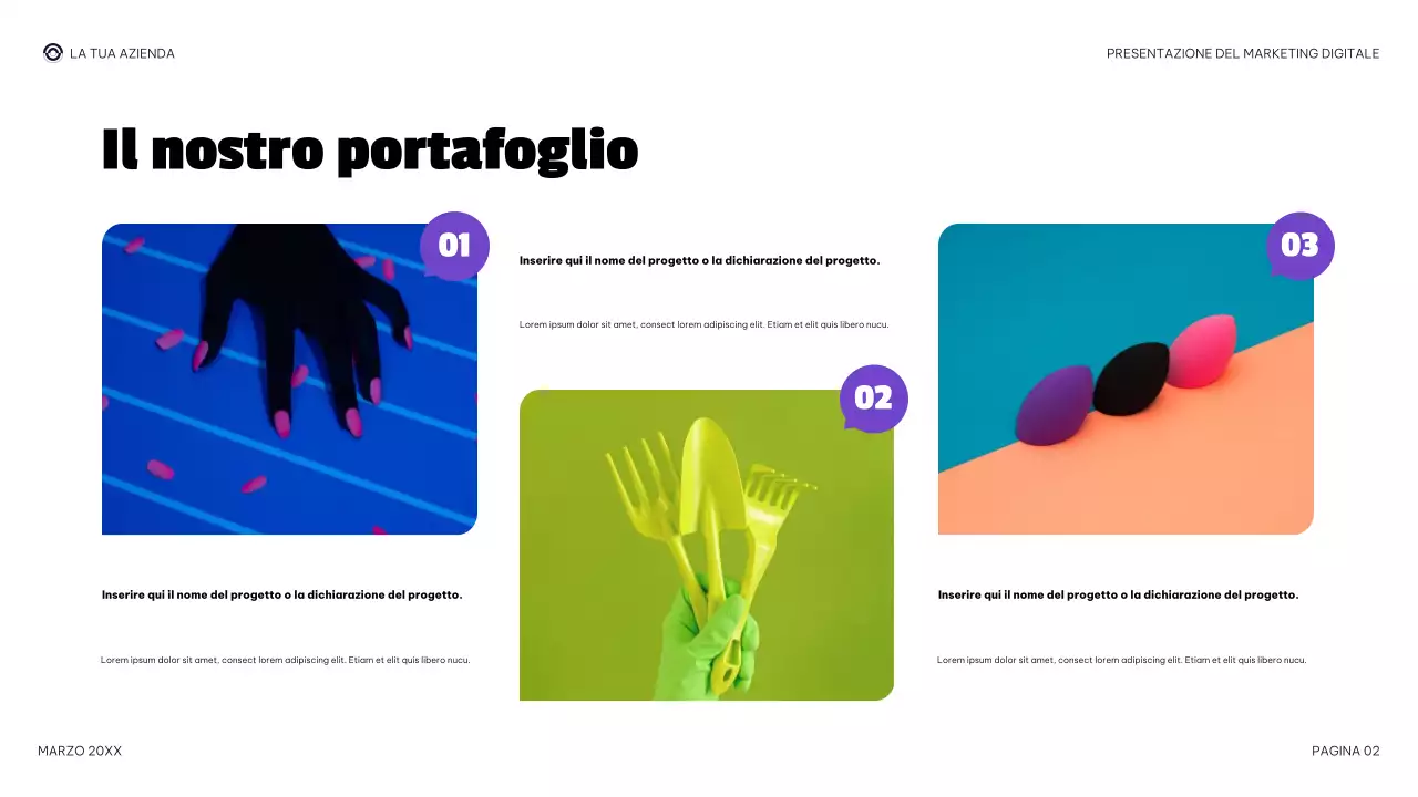 presentazione di marketing digitale moderno viola