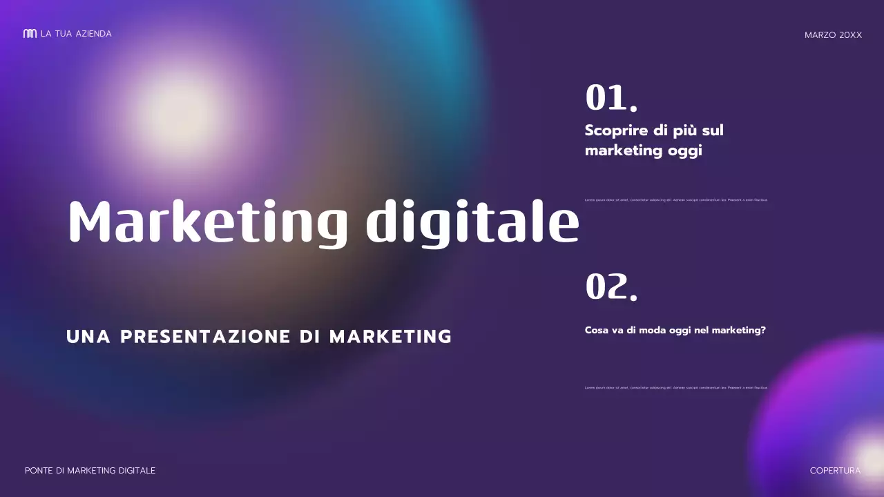 presentazione di marketing moderno viola