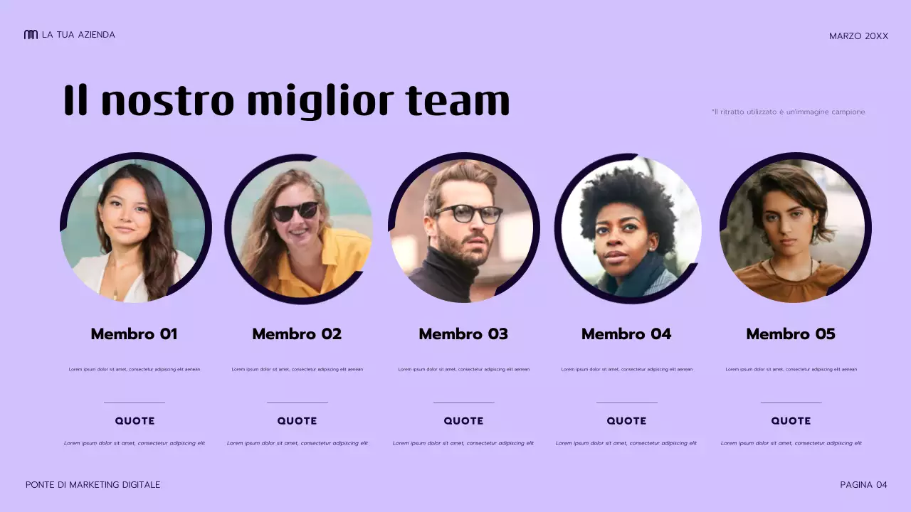 presentazione di marketing moderno viola