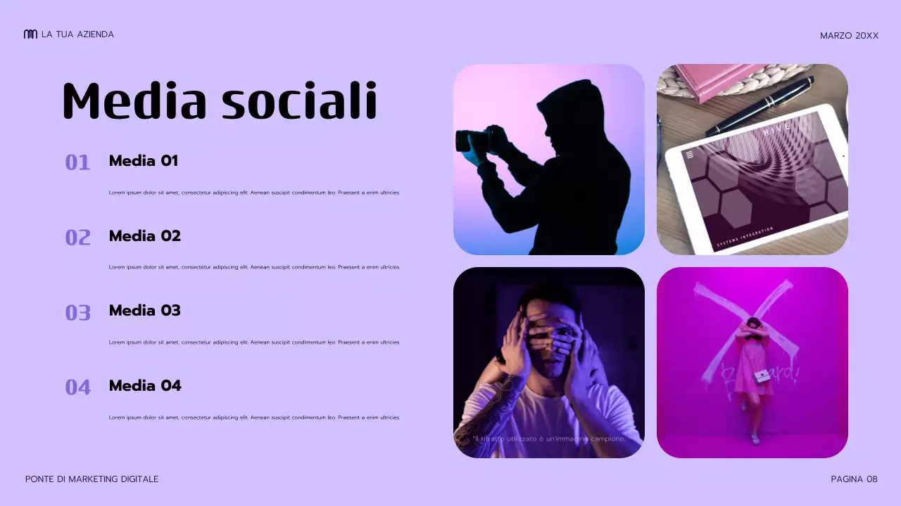 presentazione di marketing moderno viola