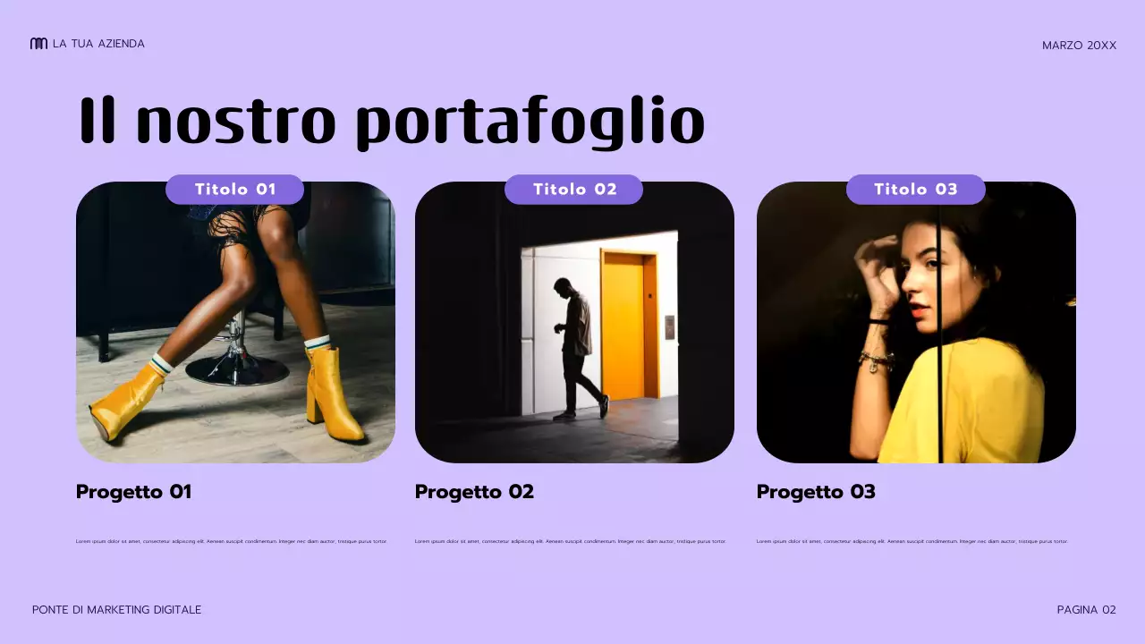 presentazione di marketing moderno viola