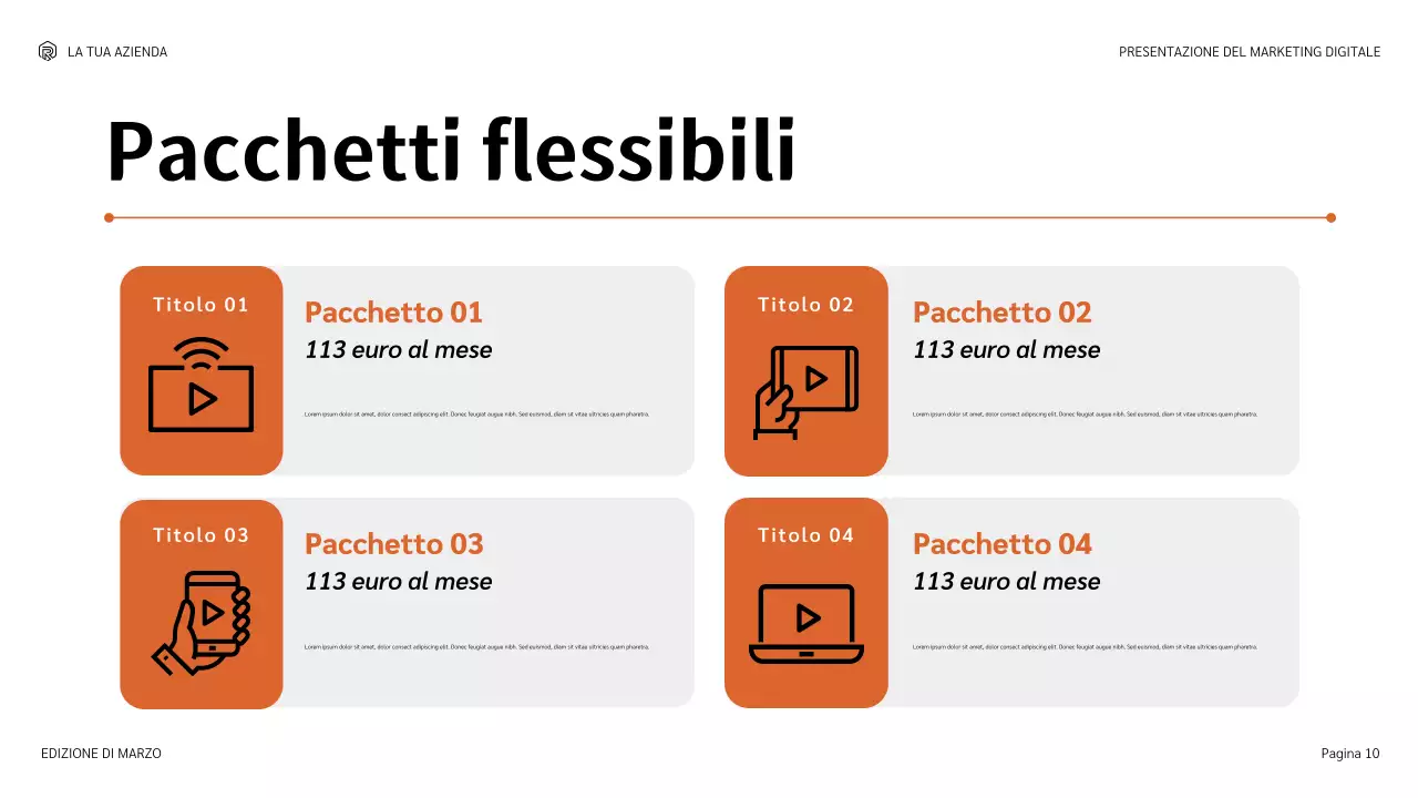 presentazione marketing moderno arancione