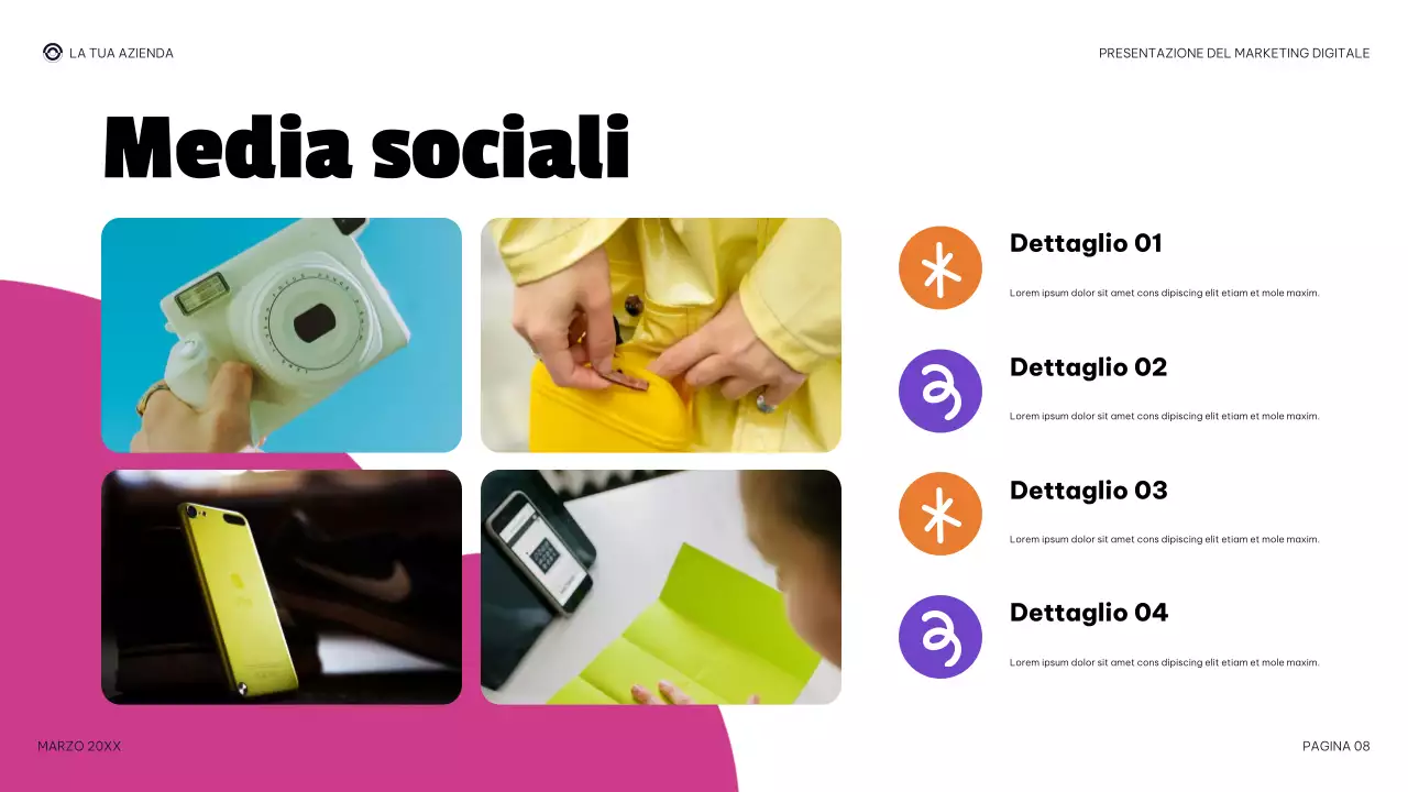 presentazione di marketing digitale moderno viola