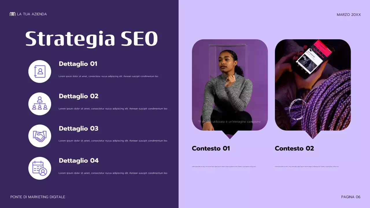 presentazione di marketing moderno viola