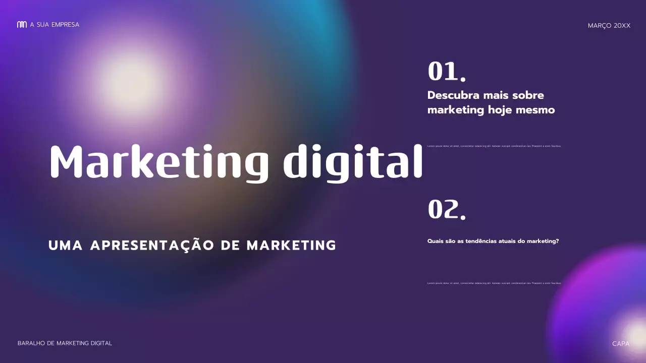 apresentação de marketing moderna roxa