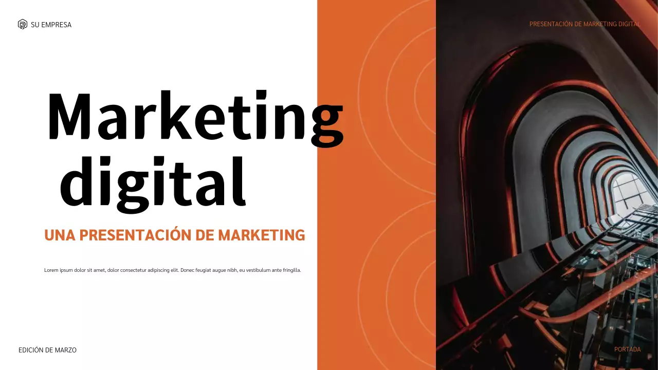 Presentación de marketing moderna de color naranja