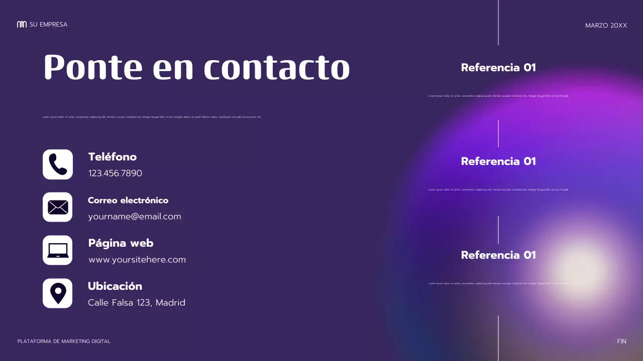 Presentación de marketing moderna de color morado