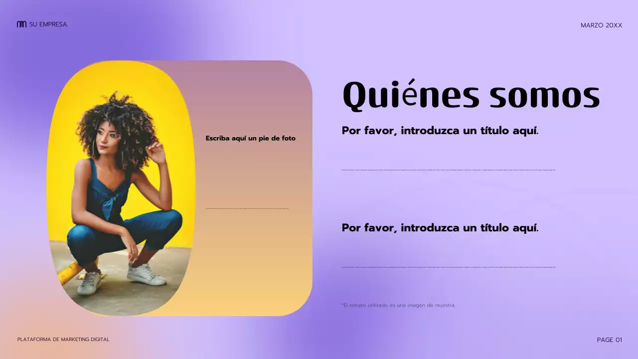 Presentación de marketing moderna de color morado