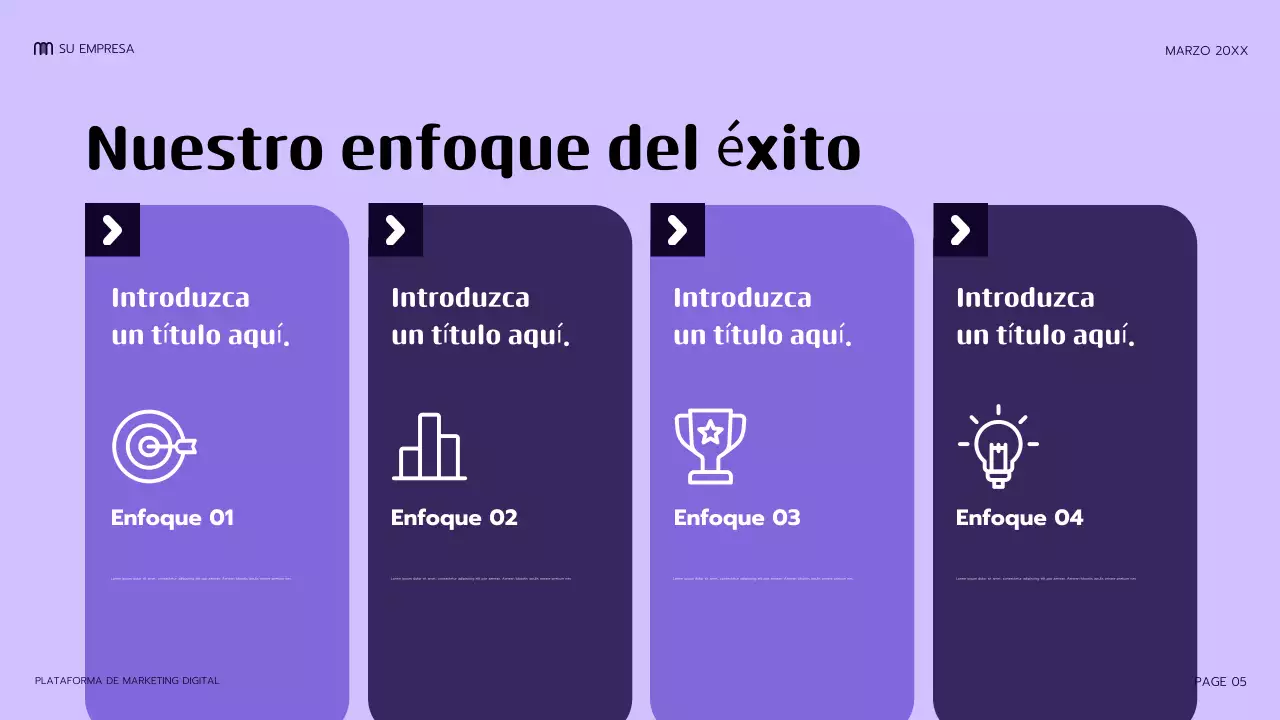 Presentación de marketing moderna de color morado