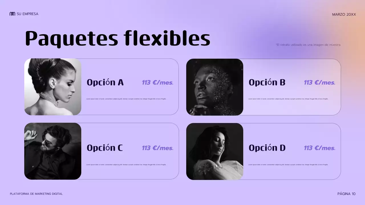 Presentación de marketing moderna de color morado