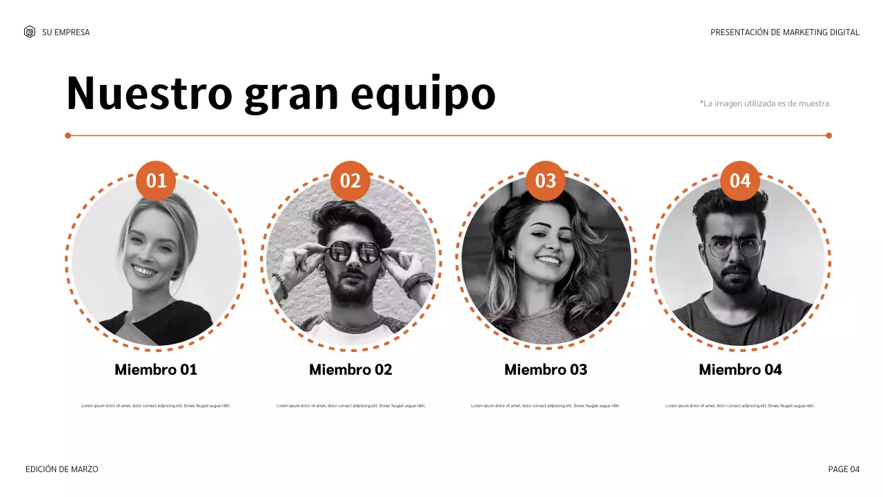 Presentación de marketing moderna de color naranja