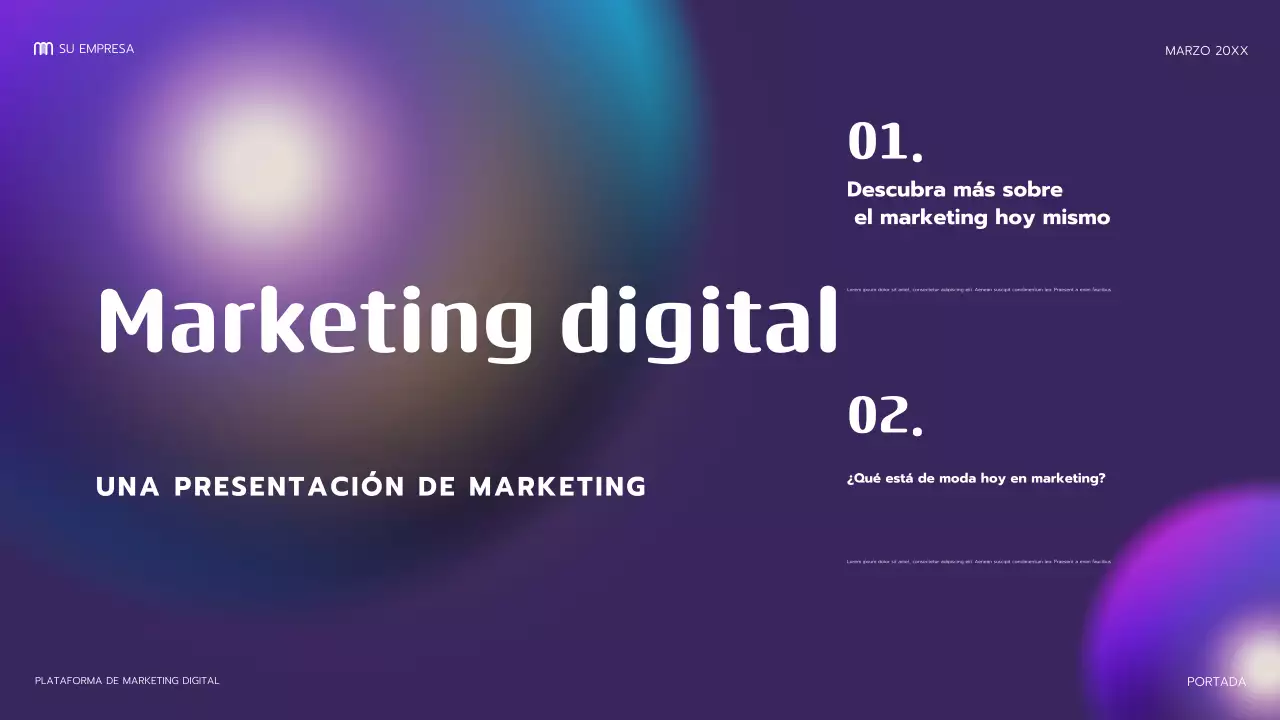 Presentación de marketing moderna de color morado