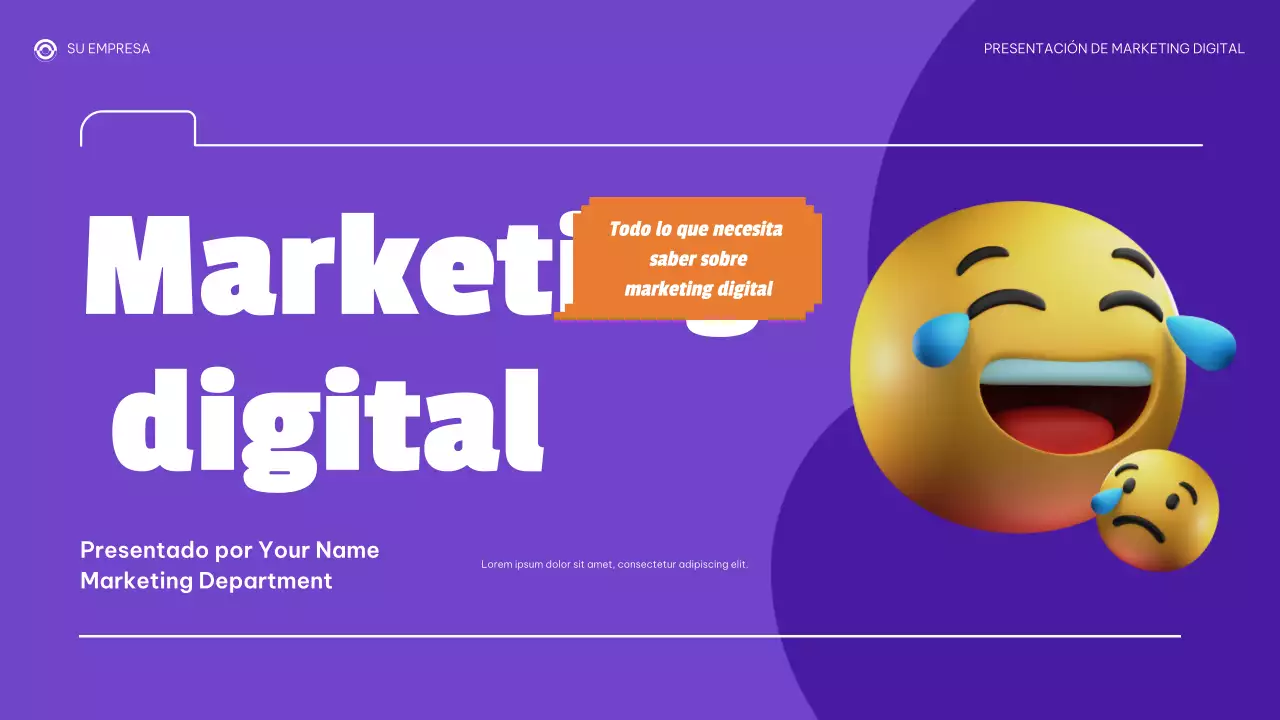 Presentación de marketing digital moderna y morada