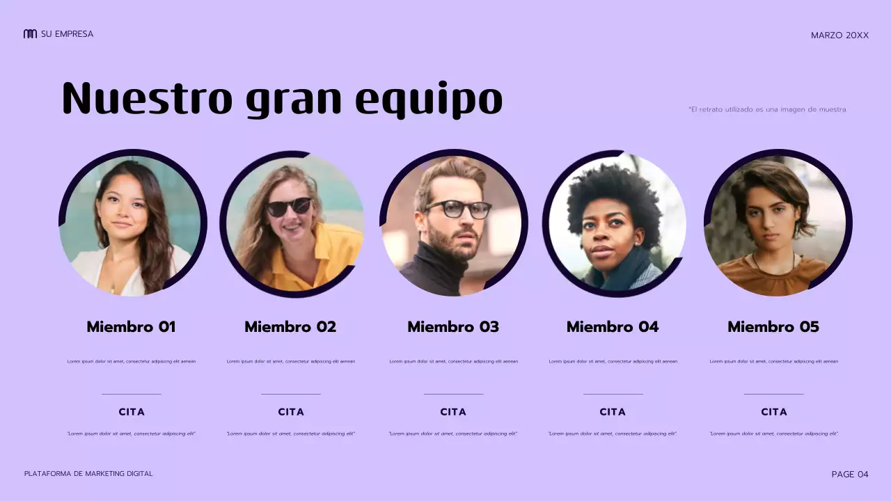 Presentación de marketing moderna de color morado