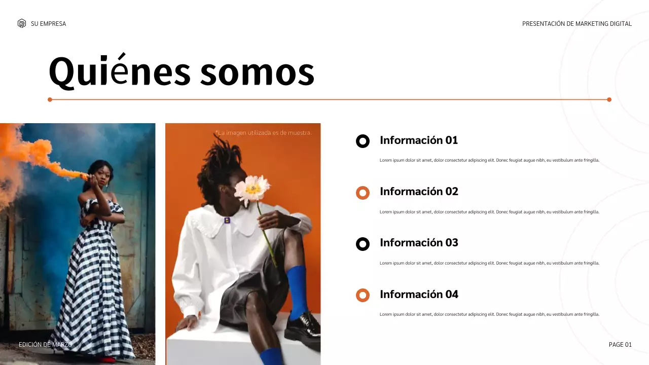 Presentación de marketing moderna de color naranja