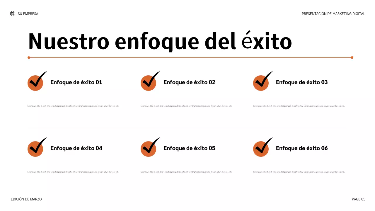 Presentación de marketing moderna de color naranja