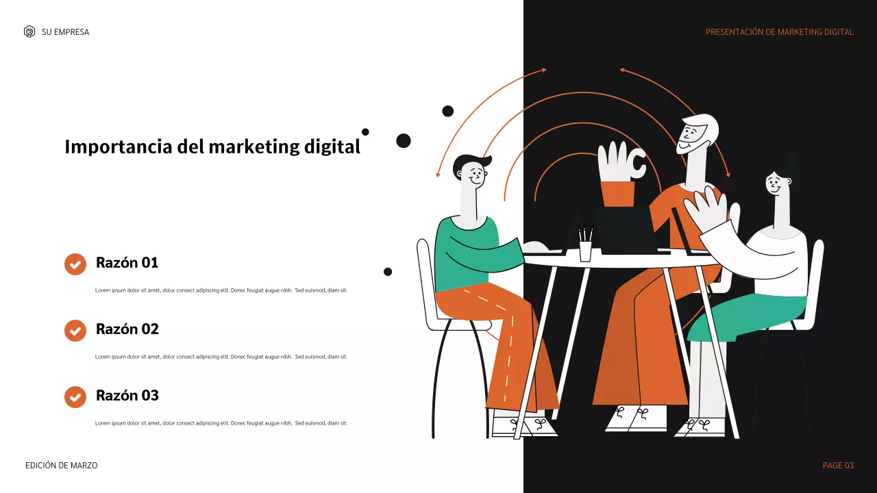 Presentación de marketing moderna de color naranja