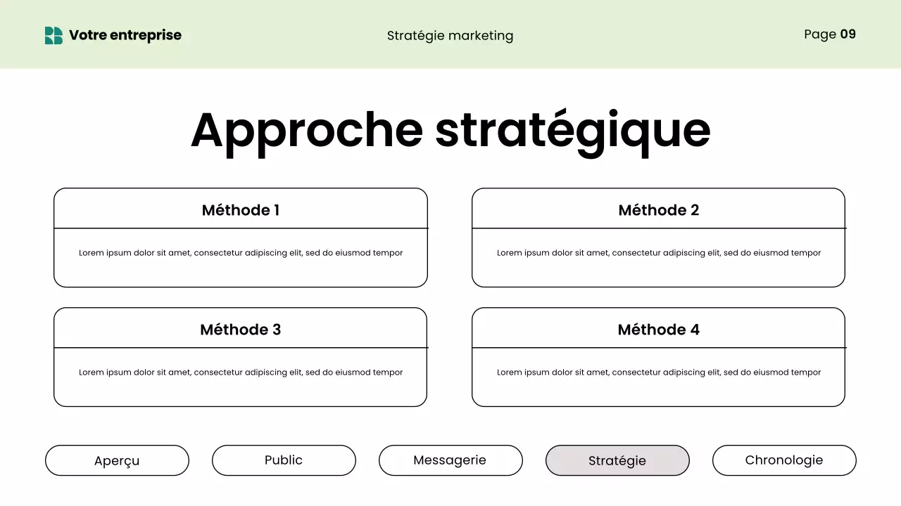 présentation marketing verte et moderne