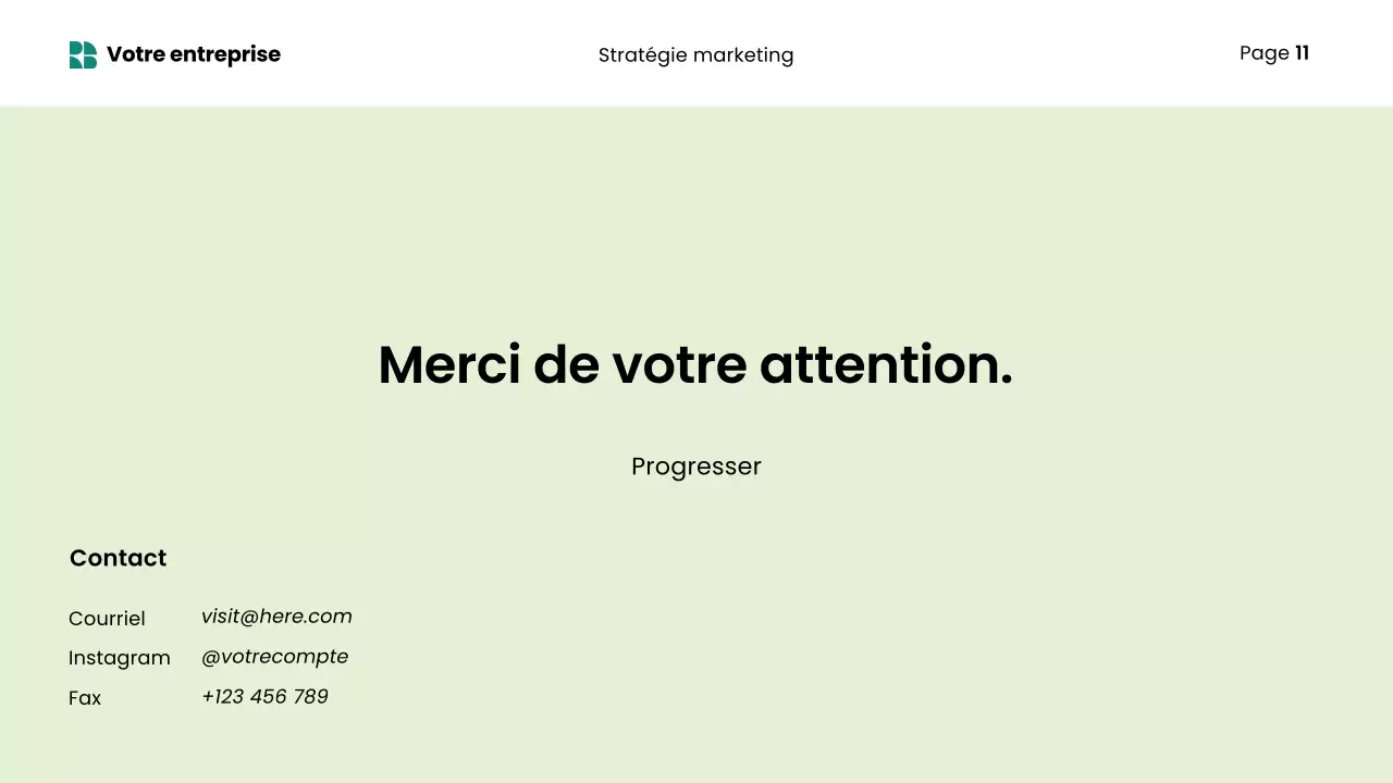présentation marketing verte et moderne