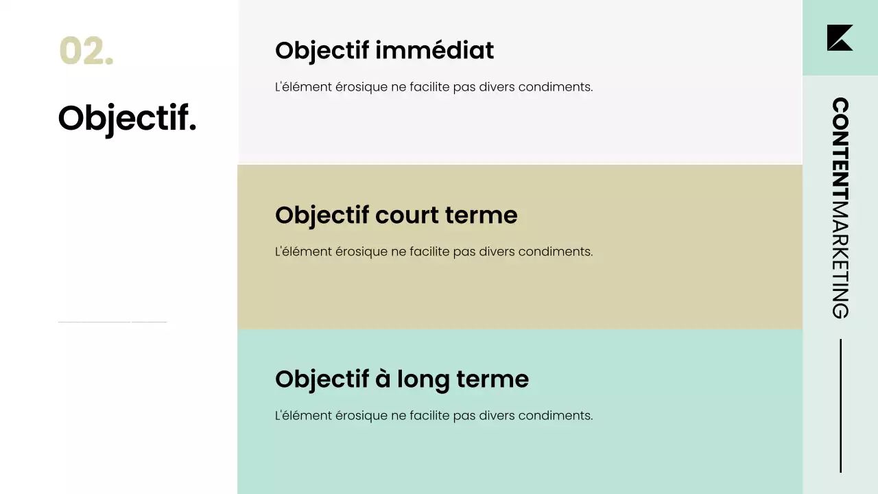 Présentation de la stratégie du plan de marketing de contenu dans un style scandinave moderne et soigné