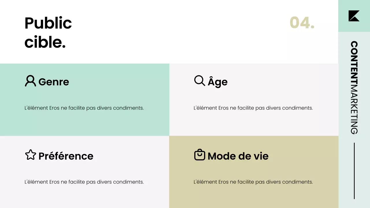 Présentation de la stratégie du plan de marketing de contenu dans un style scandinave moderne et soigné