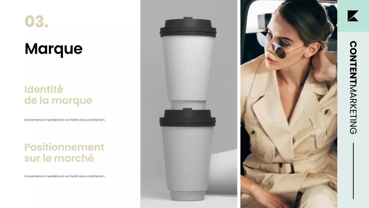 Présentation de la stratégie du plan de marketing de contenu dans un style scandinave moderne et soigné