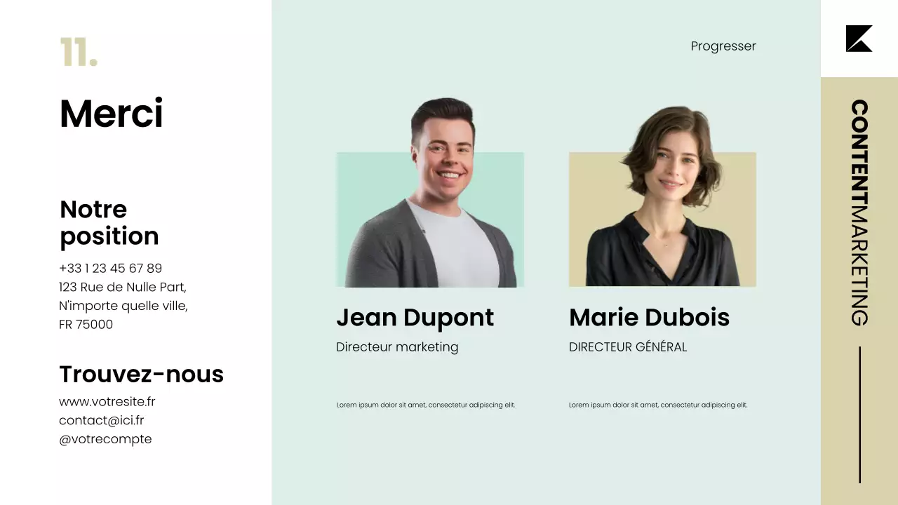 Présentation de la stratégie du plan de marketing de contenu dans un style scandinave moderne et soigné