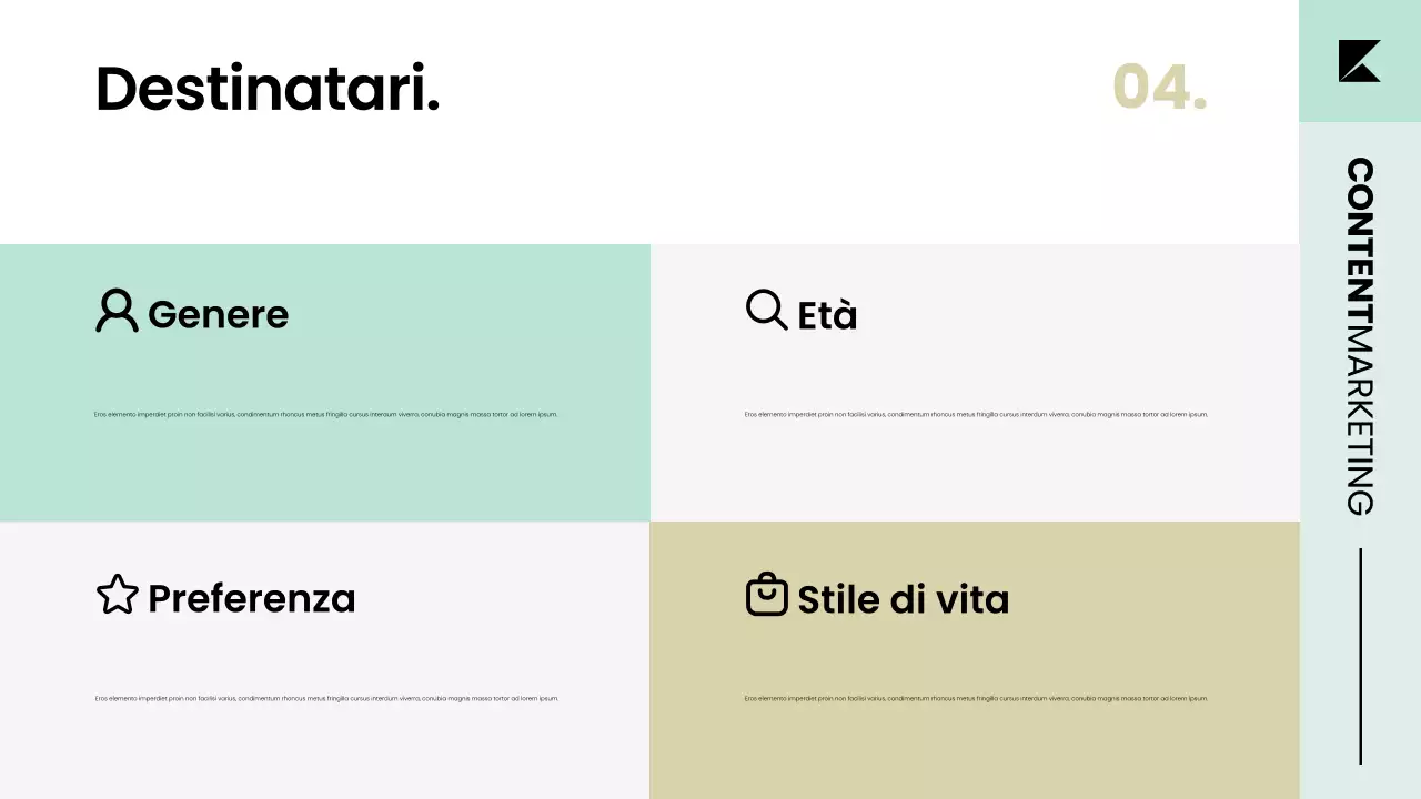 Presentazione della strategia del piano di marketing dei contenuti in un ordinato stile scandinavo moderno