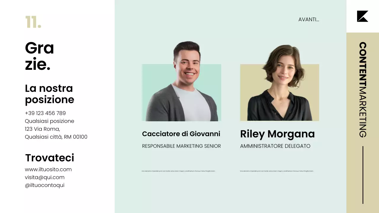 Presentazione della strategia del piano di marketing dei contenuti in un ordinato stile scandinavo moderno