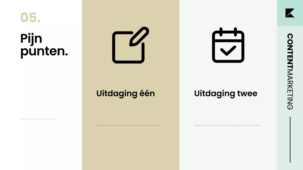 Contentmarketingplanstrategiepresentatie in een nette, moderne Scandinavische stijl