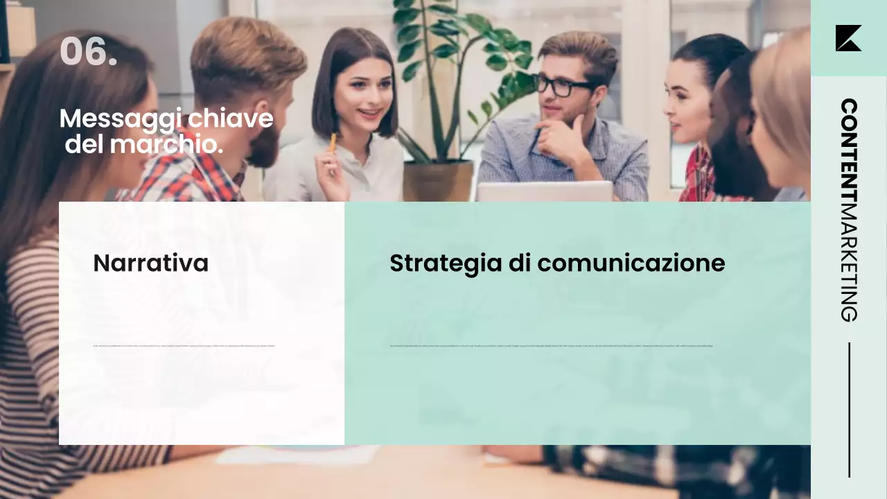 Presentazione della strategia del piano di marketing dei contenuti in un ordinato stile scandinavo moderno