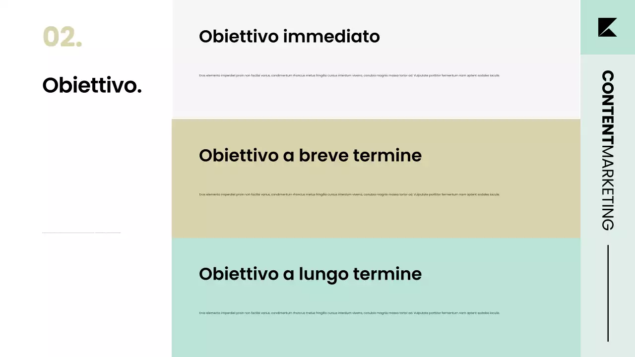 Presentazione della strategia del piano di marketing dei contenuti in un ordinato stile scandinavo moderno