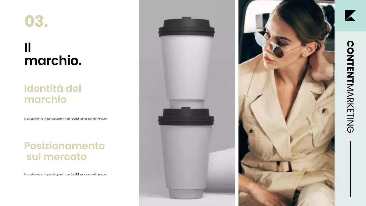 Presentazione della strategia del piano di marketing dei contenuti in un ordinato stile scandinavo moderno