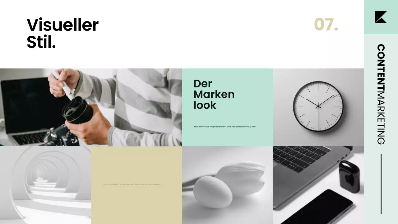 Präsentation der Content-Marketing-Planstrategie im modernen skandinavischen Stil