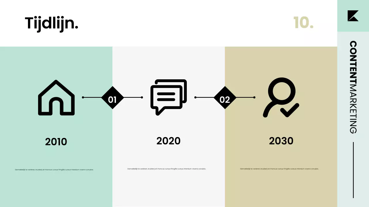 Contentmarketingplanstrategiepresentatie in een nette, moderne Scandinavische stijl