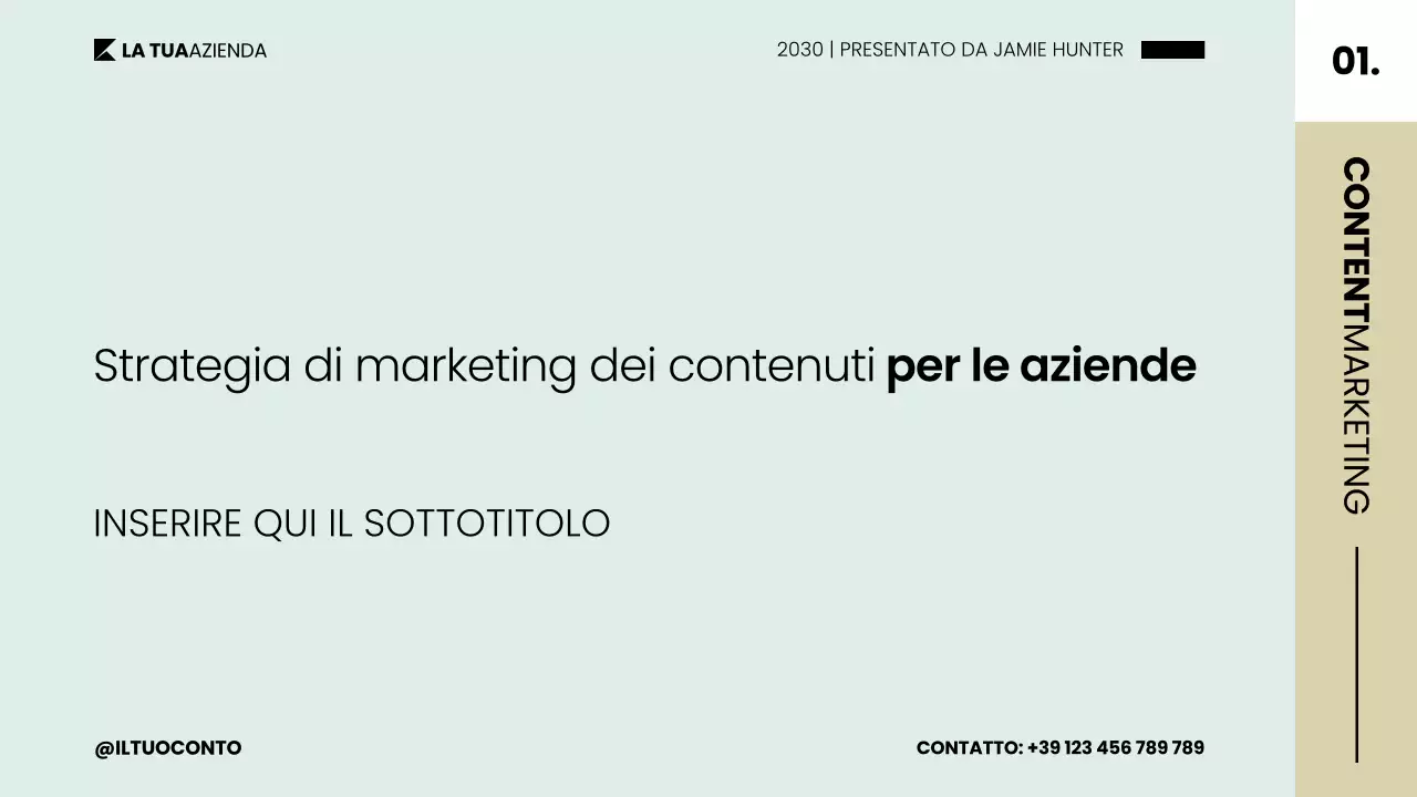Presentazione della strategia del piano di marketing dei contenuti in un ordinato stile scandinavo moderno