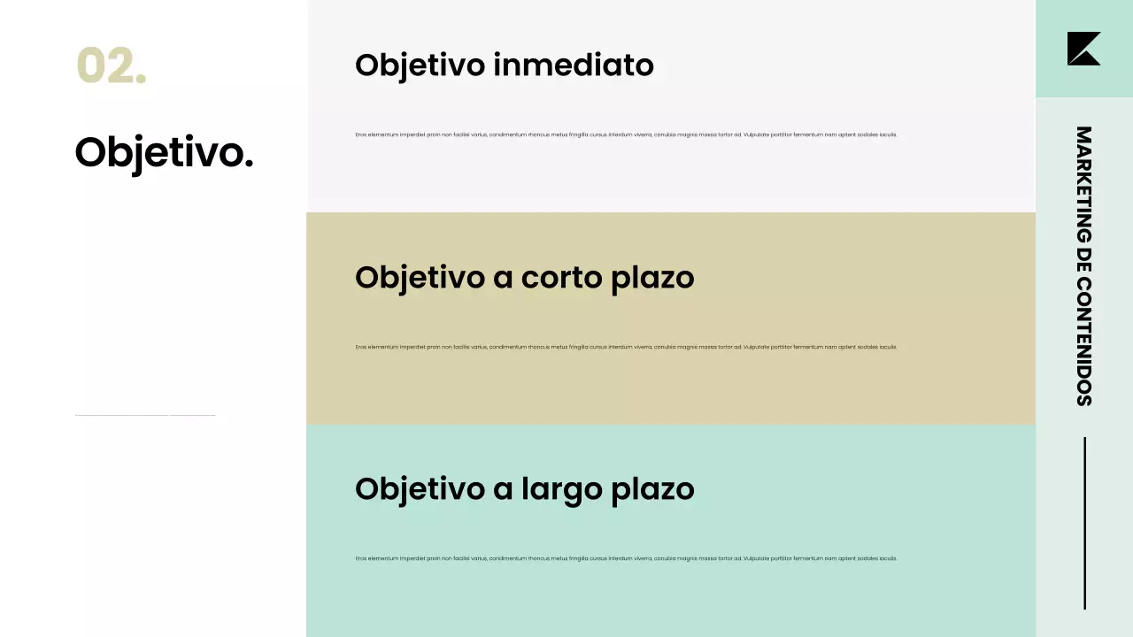Presentación de la estrategia del plan de marketing de contenidos en un elegante y moderno estilo escandinavo